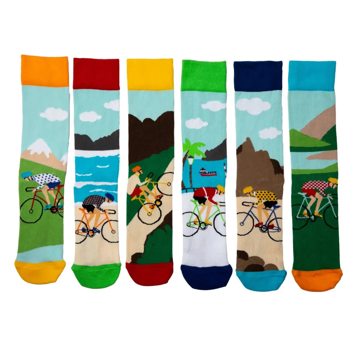 Einzelne Socken im 6er Pack, ON YOU BIKE Bunte Fahrräder, Gr. 39-46, mit Geschenkbox von guteszeug.ch