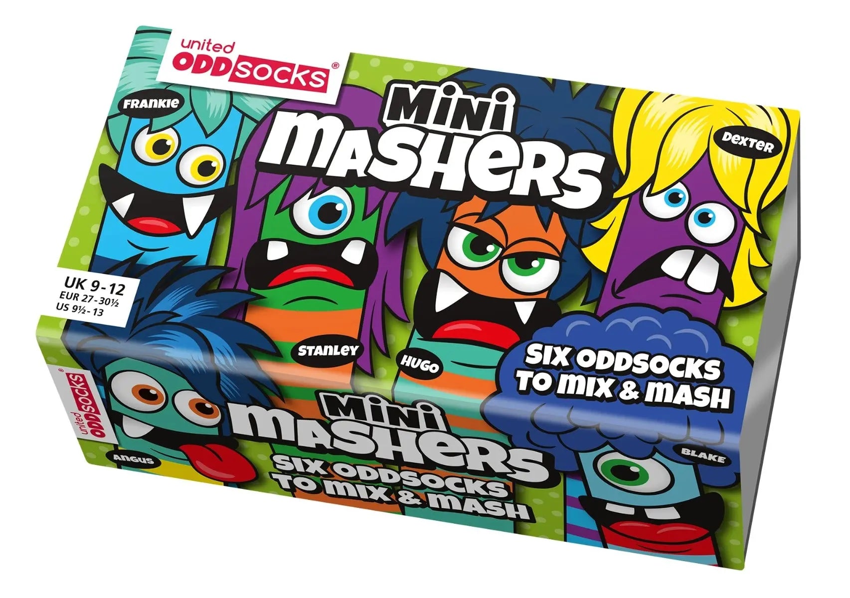 Einzelne Socken im 6er Pack, MINI MASHERS Bunte Monster, Gr. 27-30,5, mit Geschenkbox von guteszeug.ch