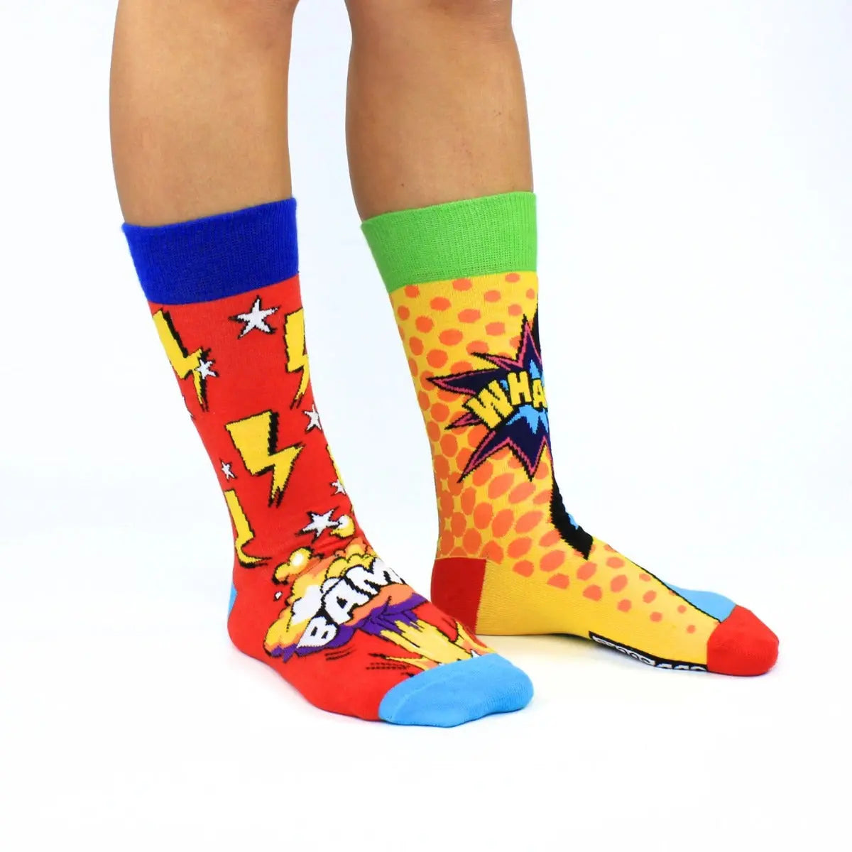Einzelne Socken im 6er Pack, MIGHTY ODDSOCKS Bunte Comic Oddsocks, Gr. 39-46, mit Geschenkbox von guteszeug.ch
