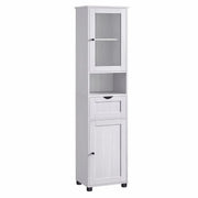 Badezimmerschrank Hochschrank Glastür Ahornweiss von Songmics