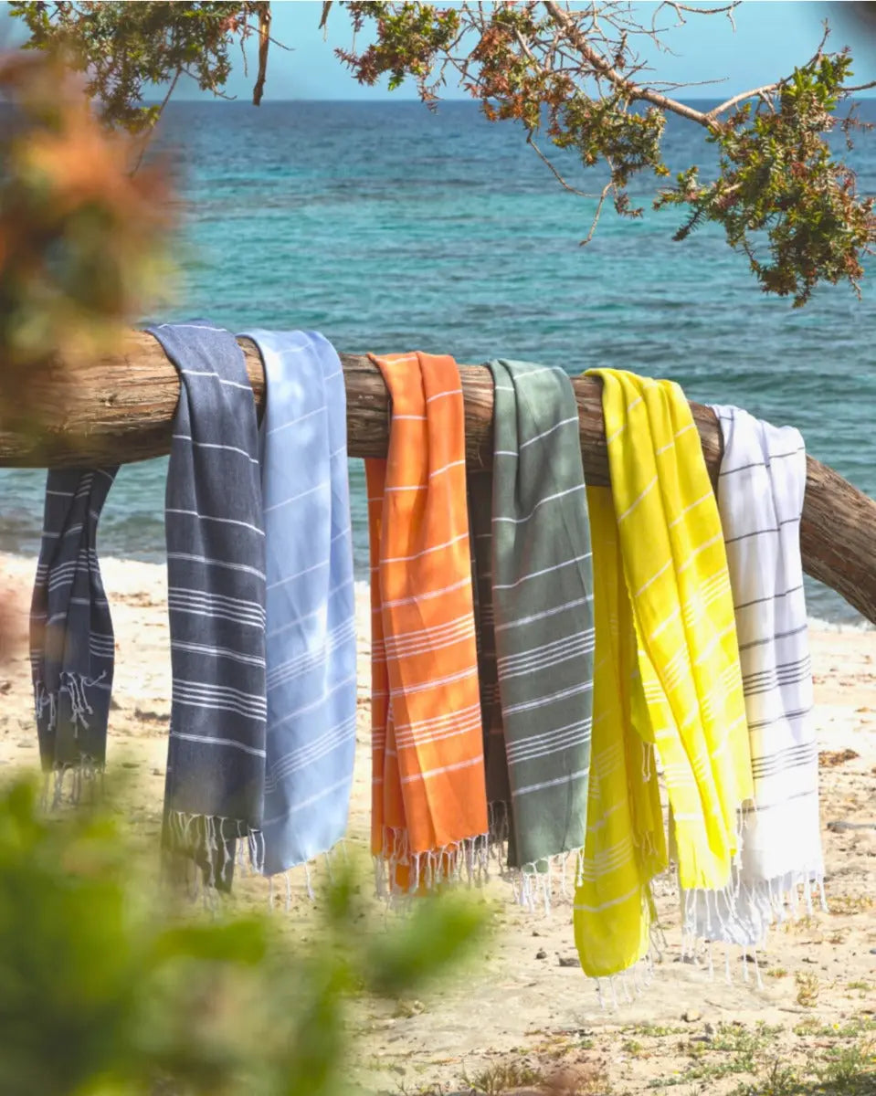 Ipanema Strandtuch Baumwolle Hamamtuch 180x100cm Khaki gestreift von Towel To Go
