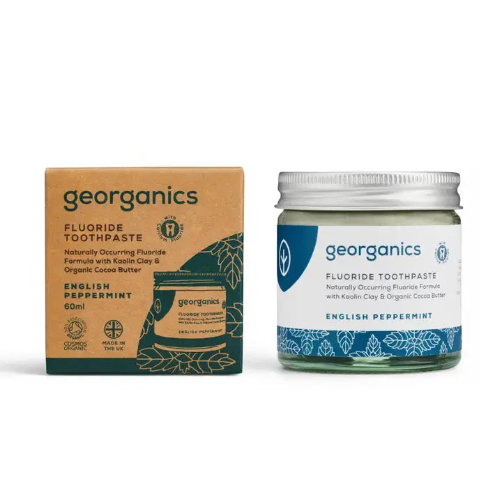 Zahnpasta im Glas mit Fluorid Pfefferminze 60ml von Georganics