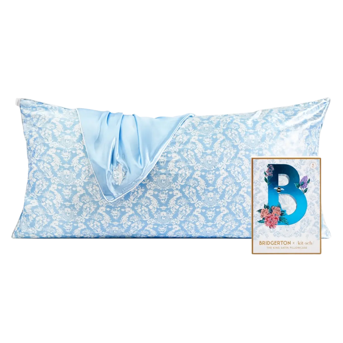 Satin Kissenbezug King Bridgerton Toile de Blue von Kitsch