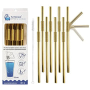 Edelstahl Trinkhalme Biegbar Gold 8er Set 22cm von Turtleneck Straw