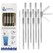 Edelstahl Trinkhalme Biegbar Silber 8er Set 22cm von Turtleneck Straw
