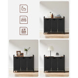 Wäschekorb mit 3 Fächern und Ablage, tintenschwarz-vintagebraun von Songmics