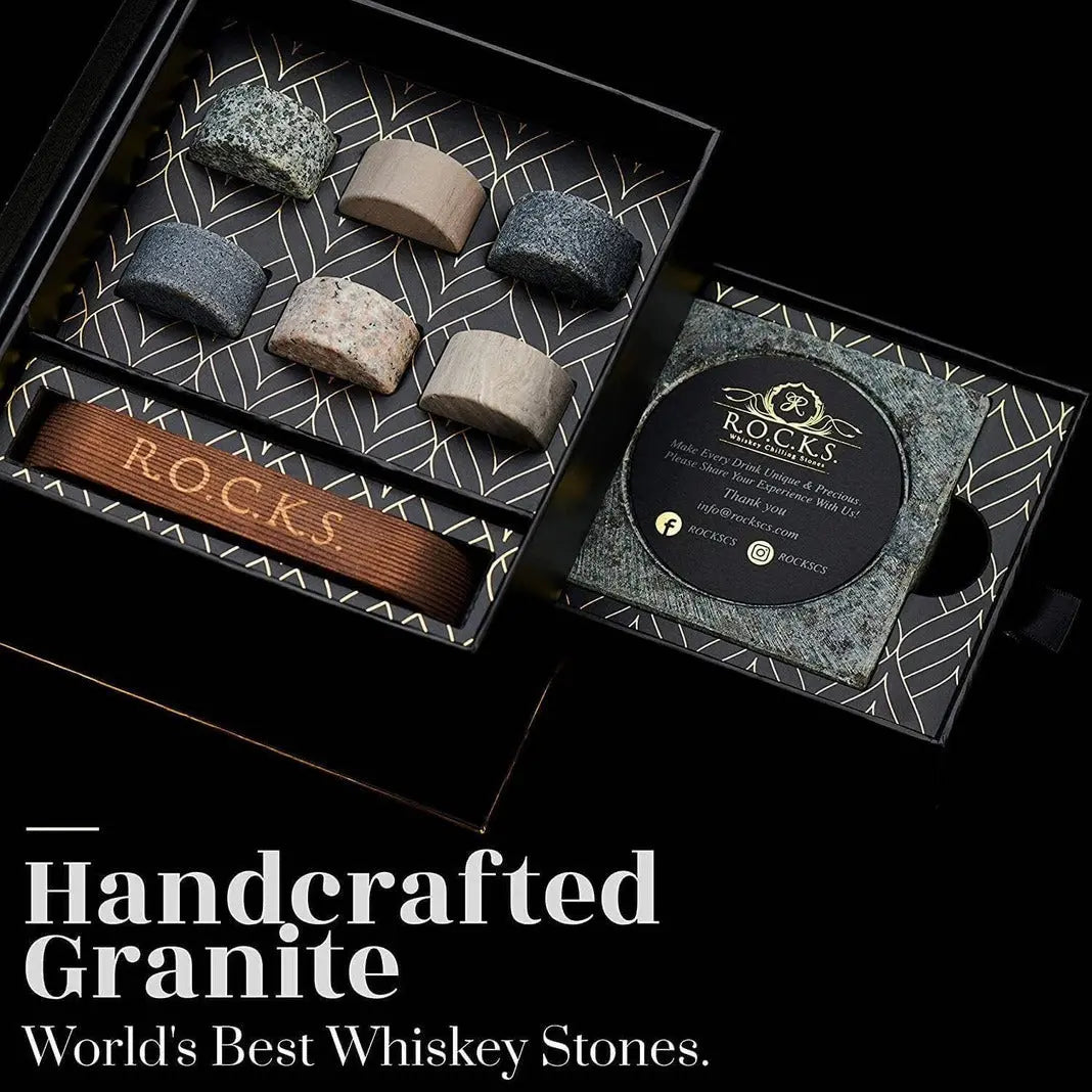 Geschenkset Zigarrenschneider mit Kühlsteinen und Aschenbecher von ROCKS Whiskey Chilling Stones