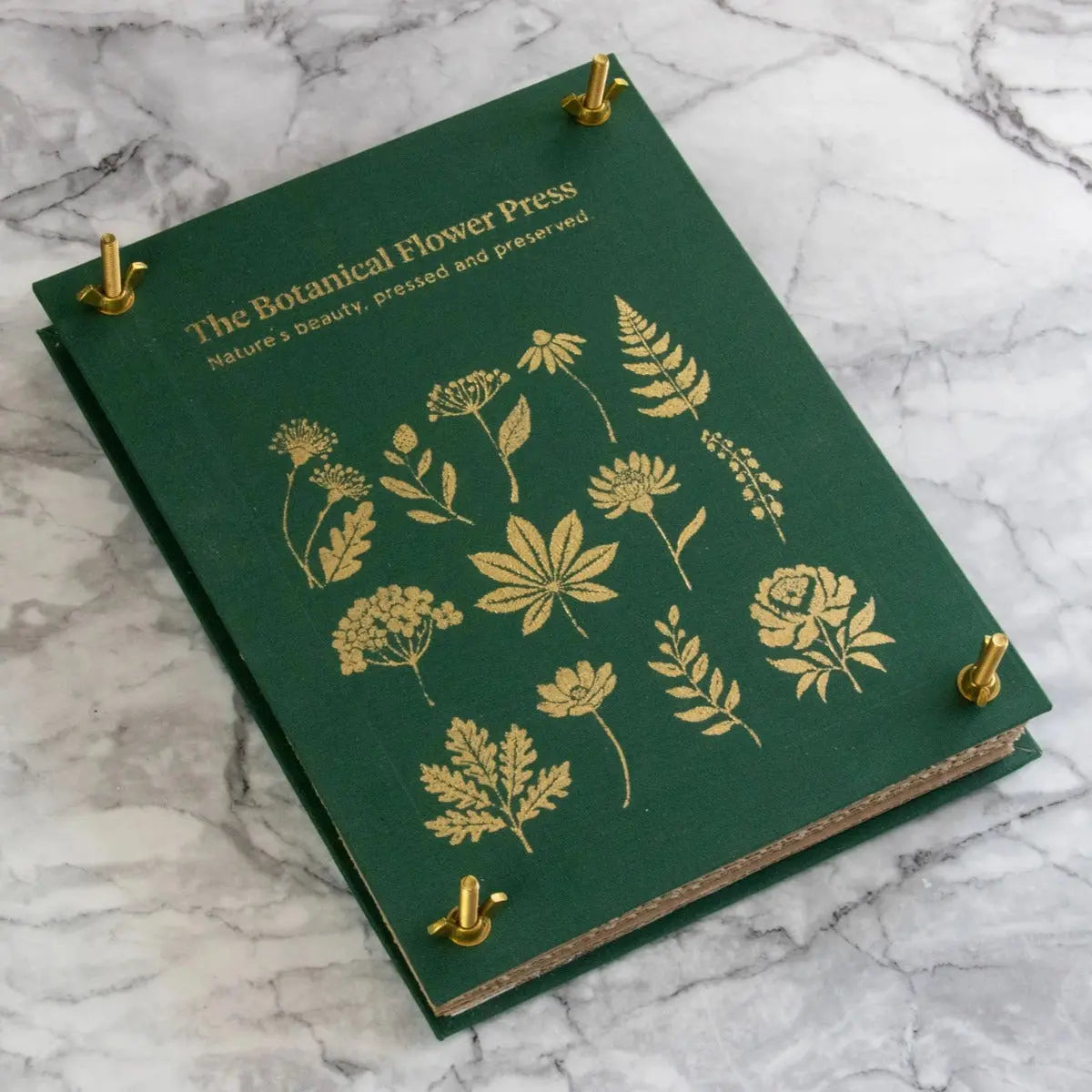 Blumenpresse mit Leineneinband und Goldprägung von Botanopia