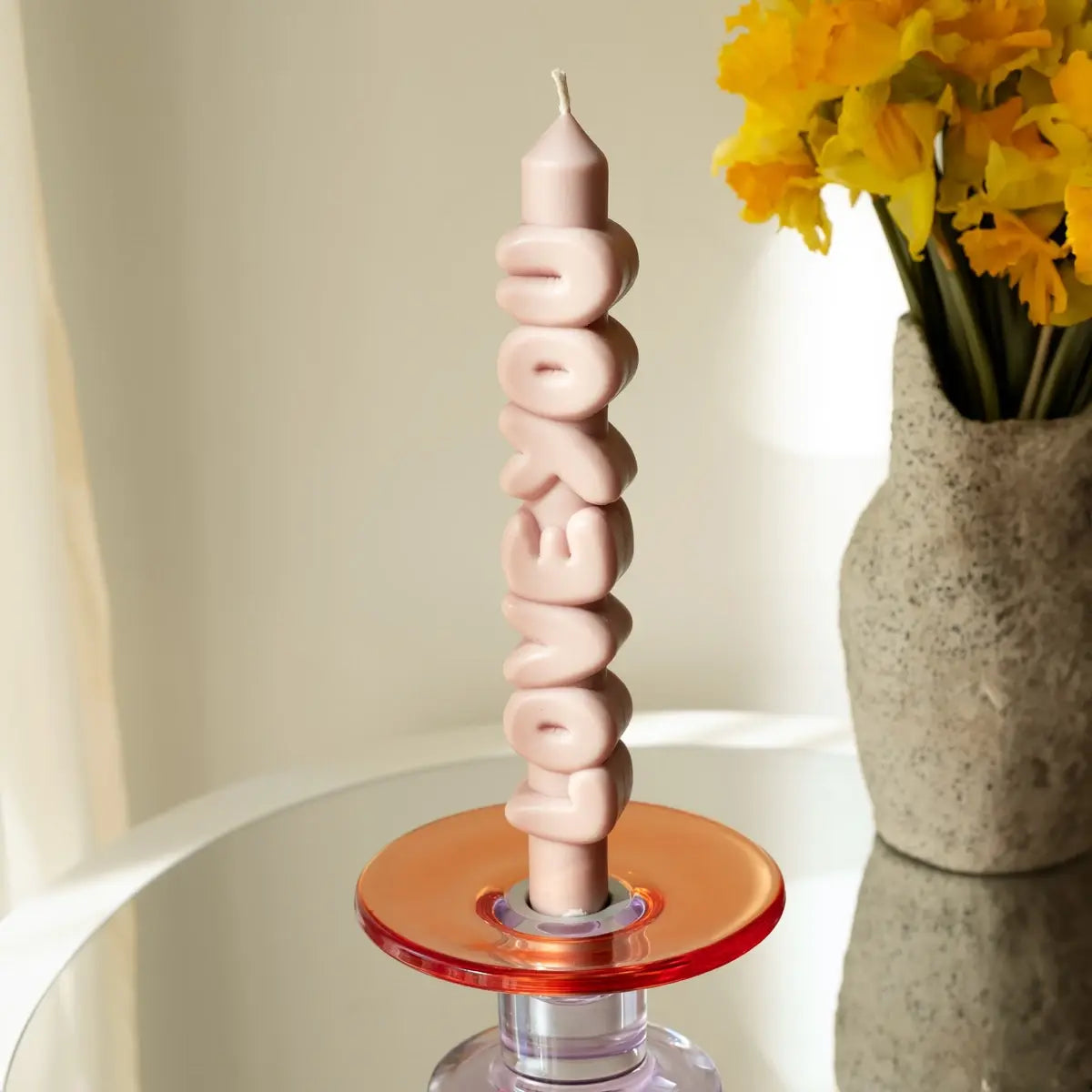 Kerze Taper candle LOVE YOU Cream von guteszeug.ch