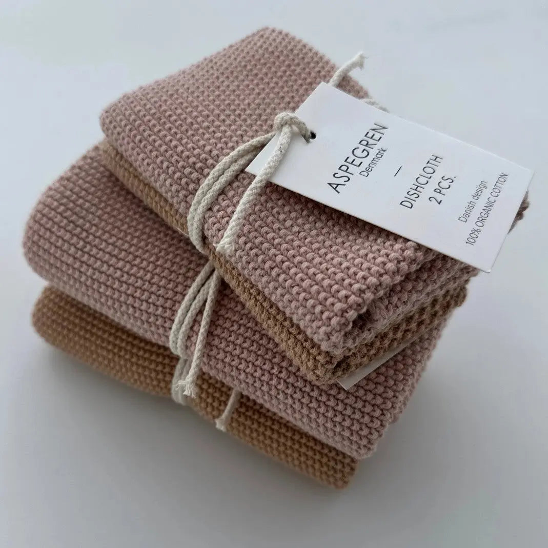 Spüllappen Aus Bio-Baumwolle 2er-Set Gestrickt Solid Macaroon von Aspegren Denmark