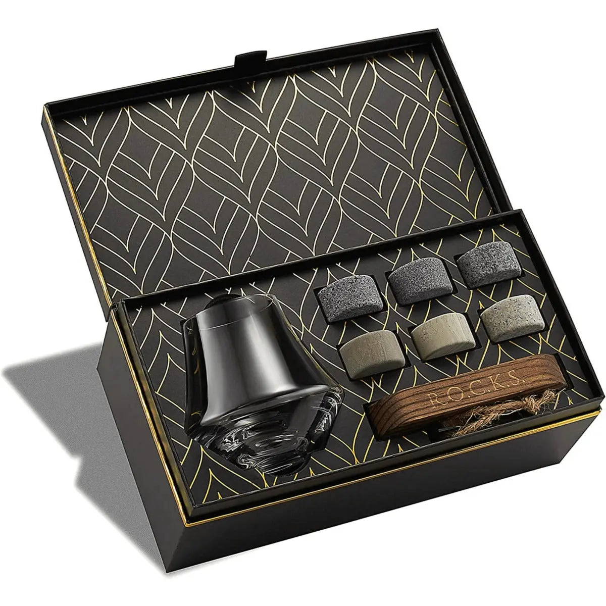 Nosing Whiskeyglas mit Kühlsteinen Geschenkset von ROCKS Whiskey Chilling Stones