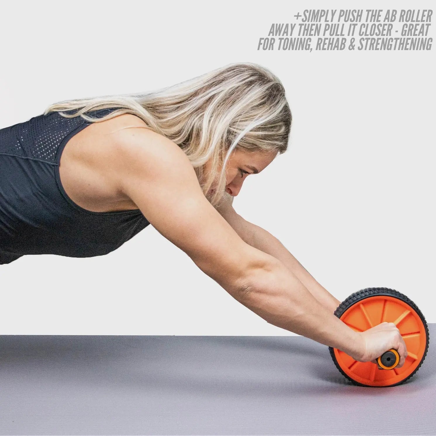 Abdominal Roller Mit Verstellbarem Doppelrad Schwarz-Orange von Phoenix Fitness