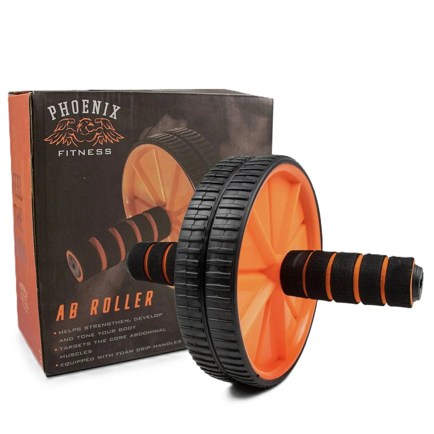 Abdominal Roller Mit Verstellbarem Doppelrad Schwarz-Orange von Phoenix Fitness