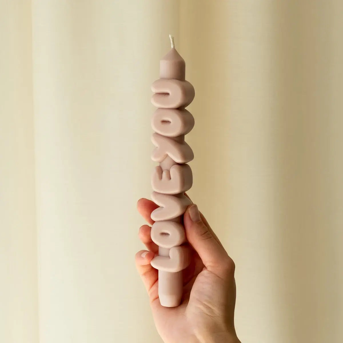 Kerze Taper candle LOVE YOU Cream von guteszeug.ch