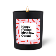 Duftkerze Schwarz Flowery Happy fcking birthday Queen von ChattyCandles