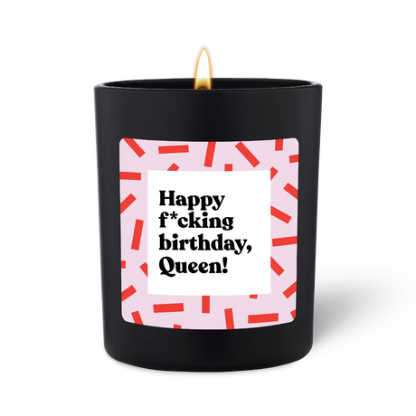 Duftkerze Schwarz Flowery Happy fcking birthday Queen von ChattyCandles