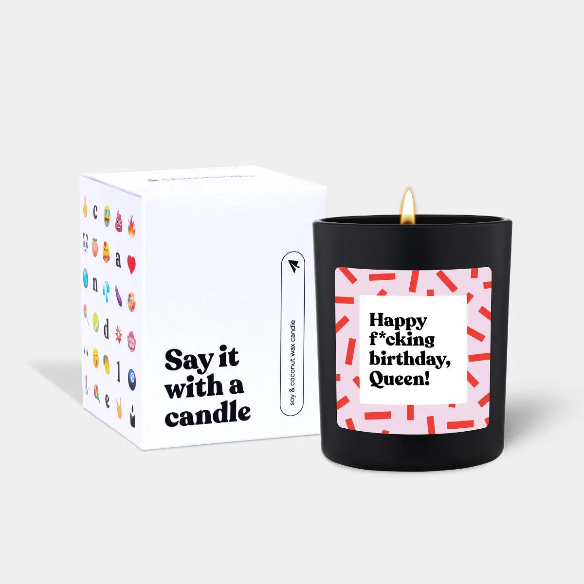 Duftkerze Schwarz Flowery Happy fcking birthday Queen von ChattyCandles