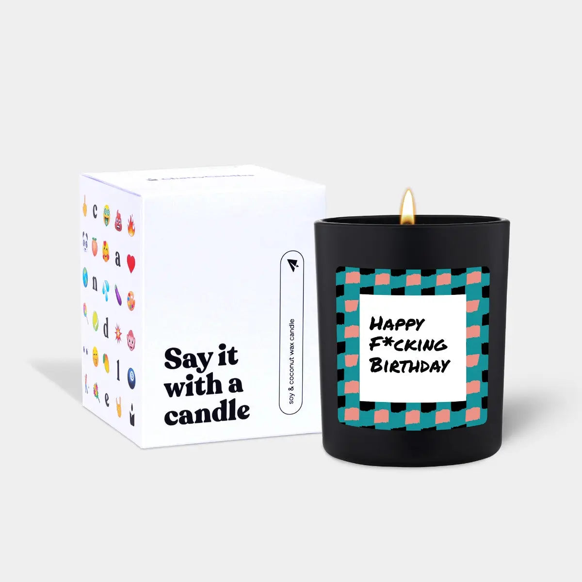 Duftkerze Schwarz Woody Happy fcking birthday von ChattyCandles