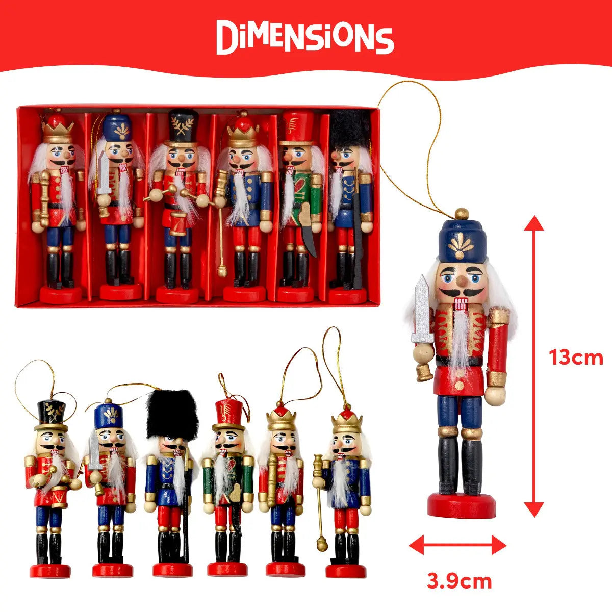 Nussknacker Soldat Ornament 6 Stück von Twiddlers