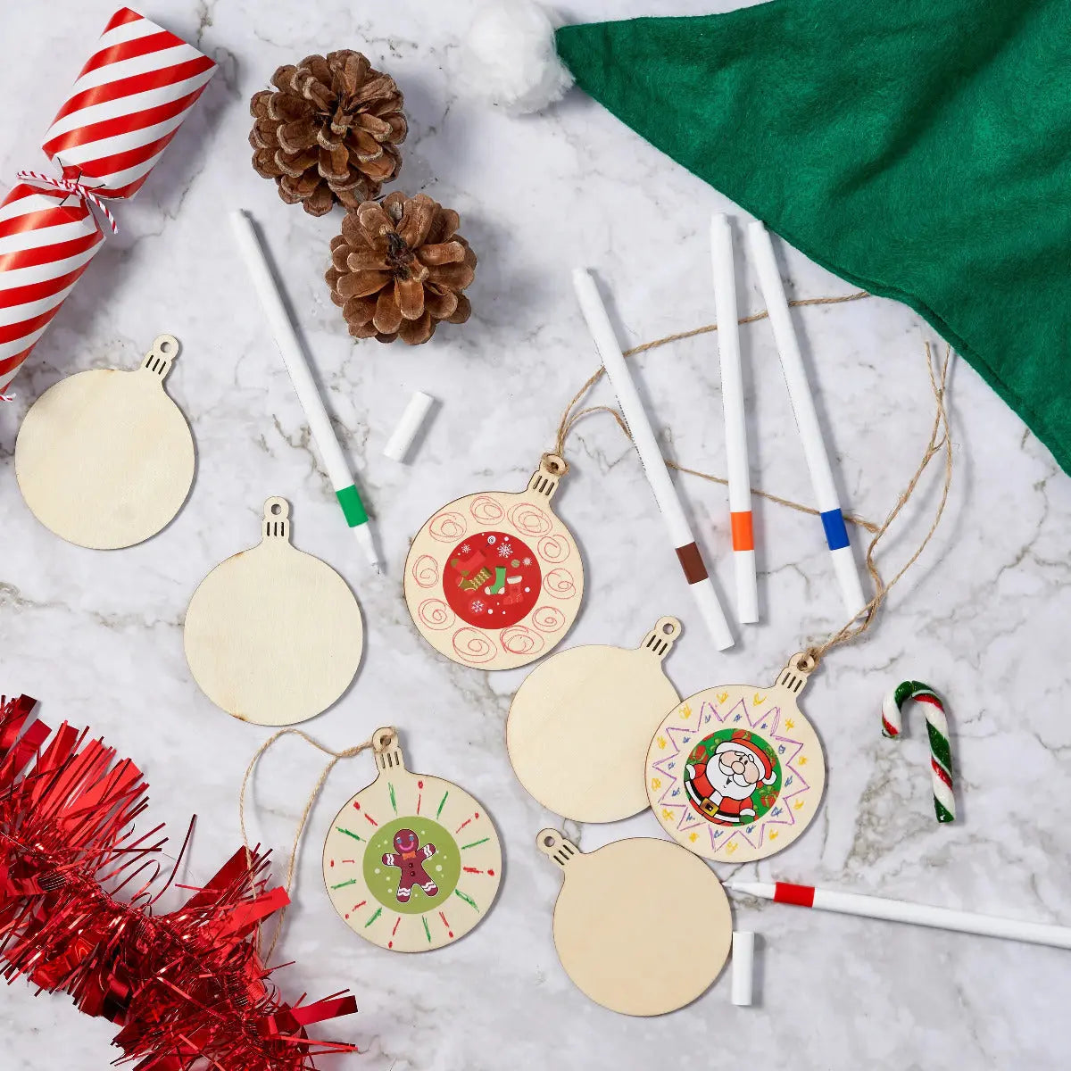 Baumkugeln Weihnachtsschmuck Holz 60 Stück von Twiddlers