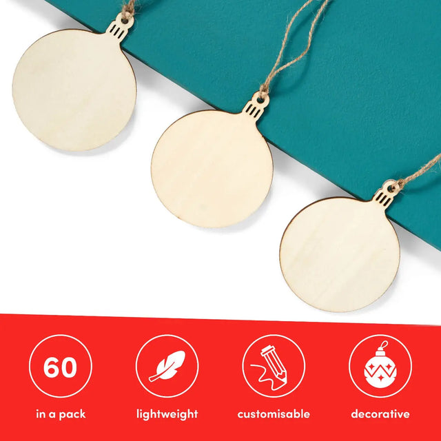 Baumkugeln Weihnachtsschmuck Holz 60 Stück von Twiddlers