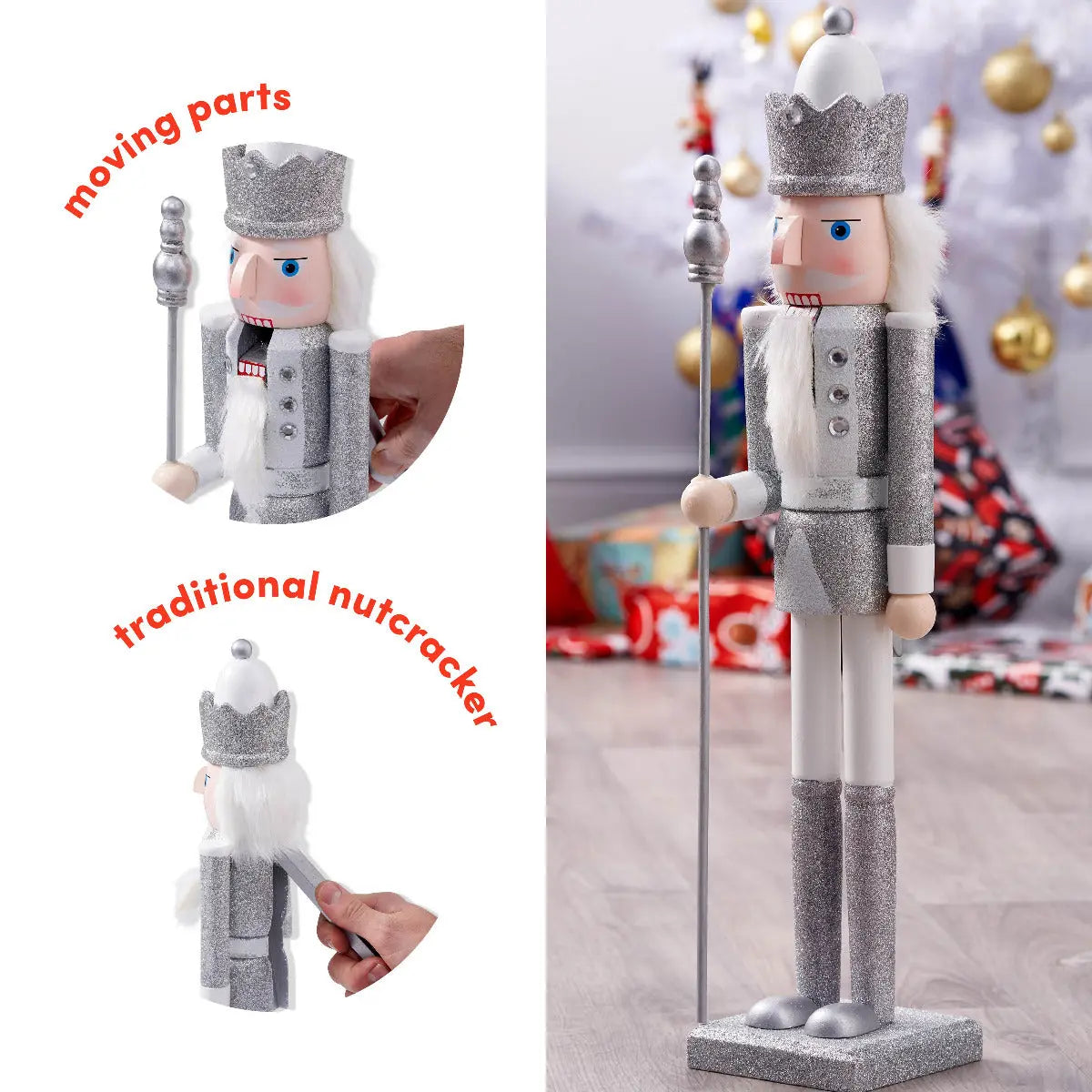 Weihnachts-NussknackerSoldat silber 50cm von Twiddlers