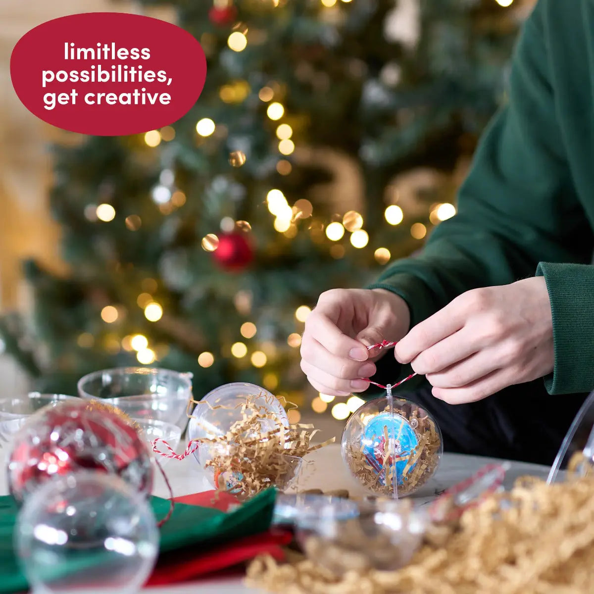 Christbaumkugel 8 cm befüllbar Kunststoff 48 Stück von Twiddlers