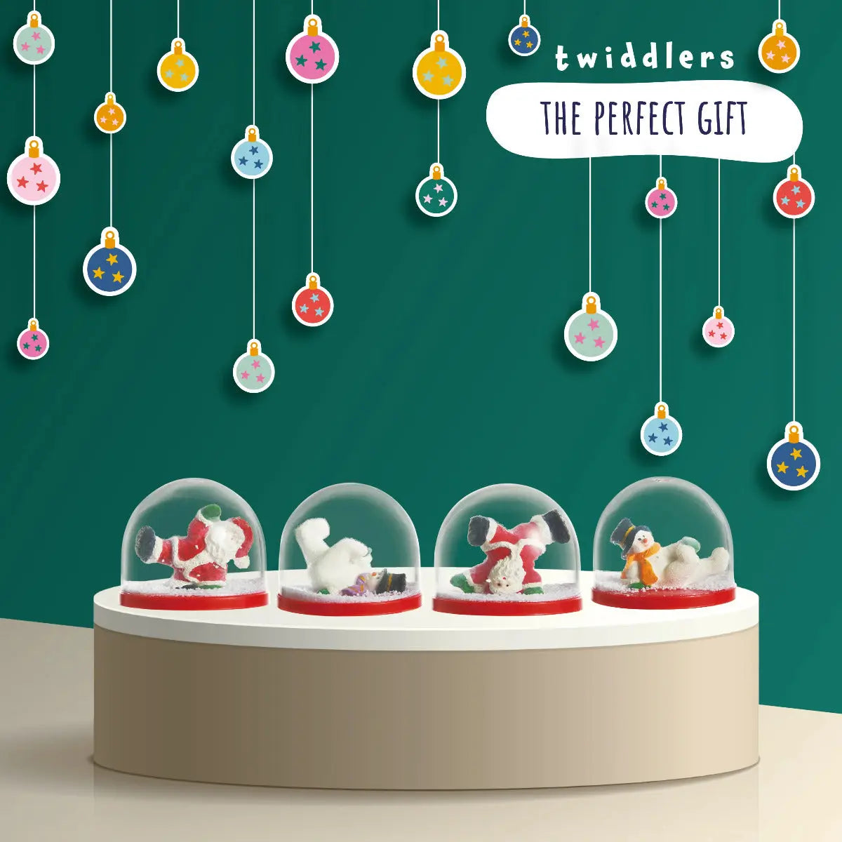 Schneekugel Mini Weihnachten Santa & Schneemann 4 Stück von Twiddlers