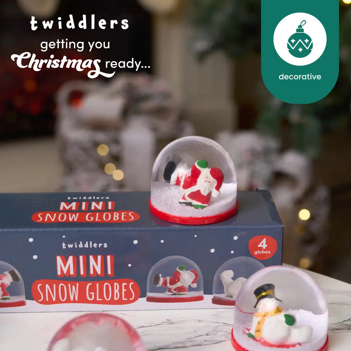 Schneekugel Mini Weihnachten Santa & Schneemann 4 Stück von Twiddlers