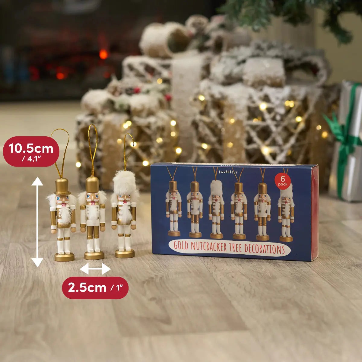 Weihnachts-Nussknacker Soldat Ornament Gold 6 Stück von Twiddlers