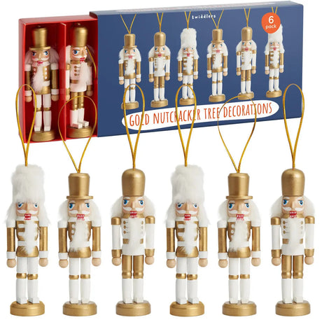 Weihnachts-Nussknacker Soldat Ornament Gold 6 Stück von Twiddlers