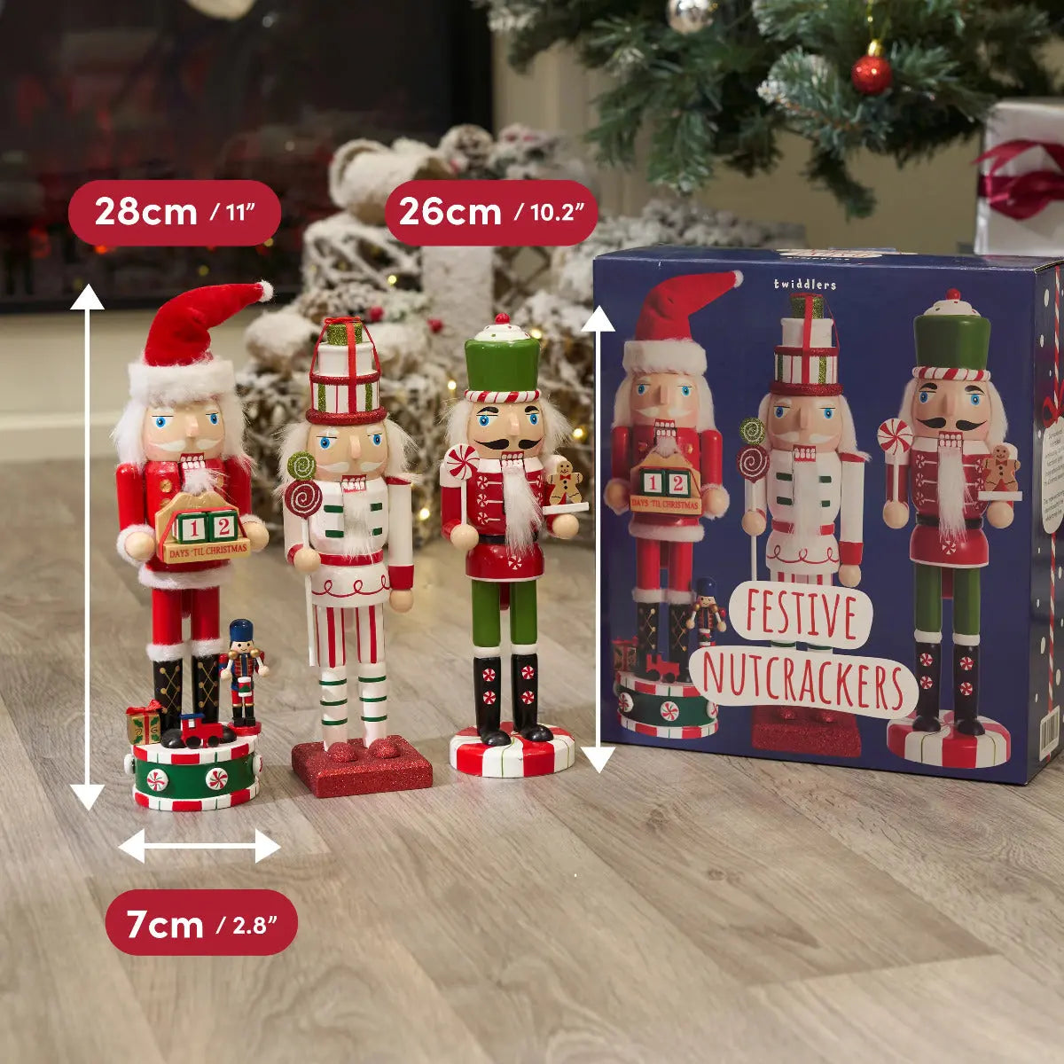 Weihnachts-Nussknacker Soldat 3er-Set 25cm von Twiddlers