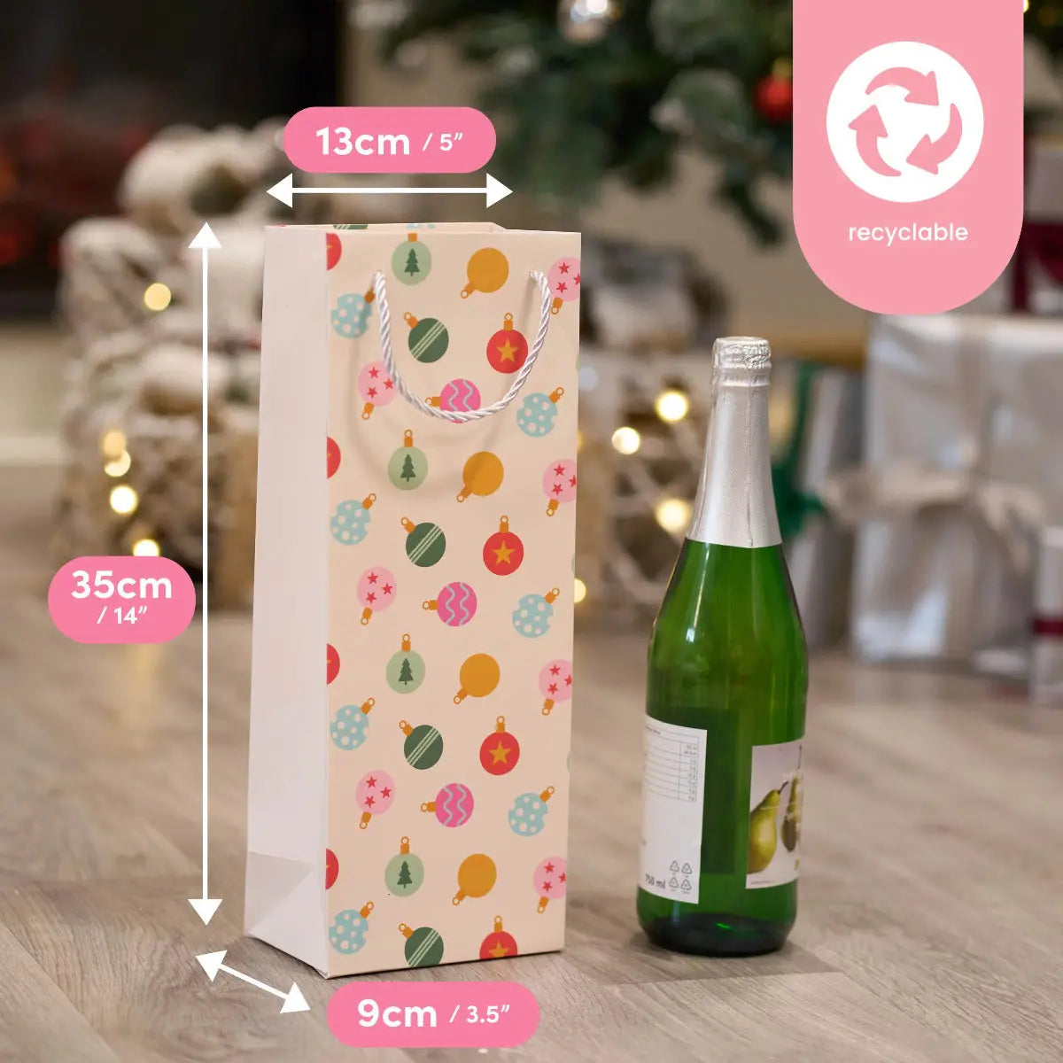Geschenktasche für Weinflasche Natural Weihnachten 12 Stück von Twiddlers