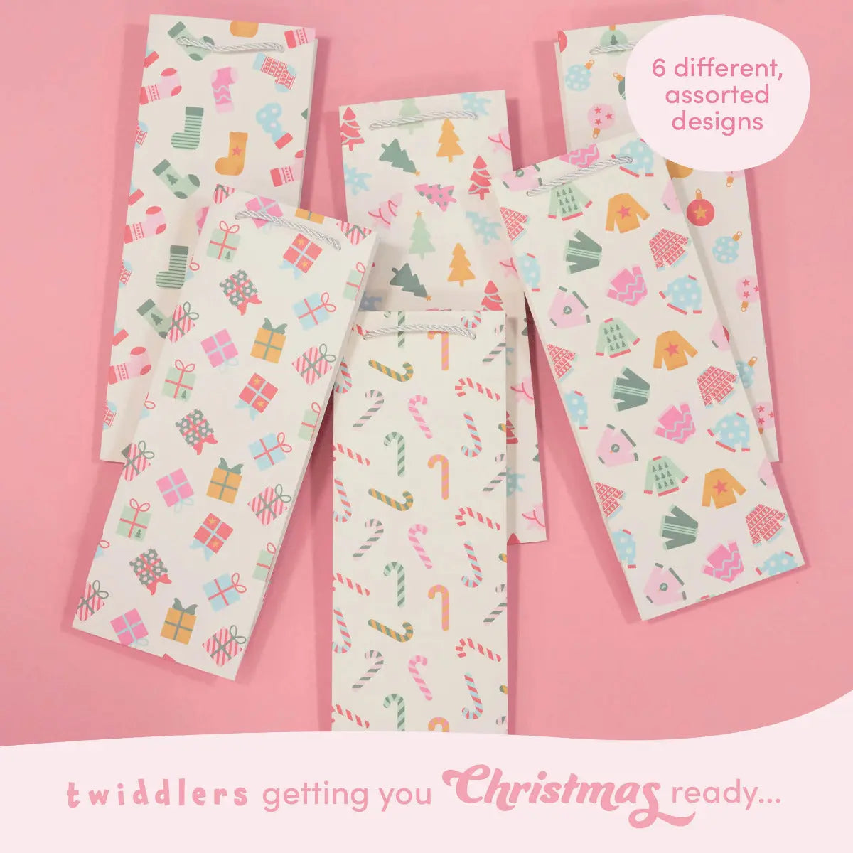Geschenktasche für Weinflasche Natural Weihnachten 12 Stück von Twiddlers
