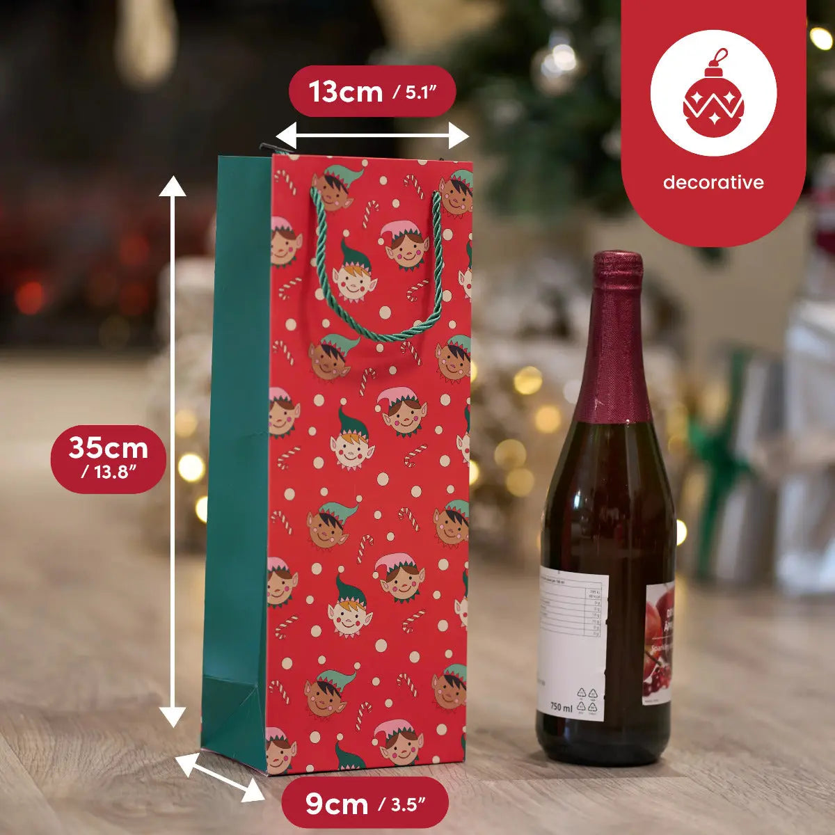 Geschenktasche für Weinflasche Traditional Weihnachten 12 Stück von Twiddlers