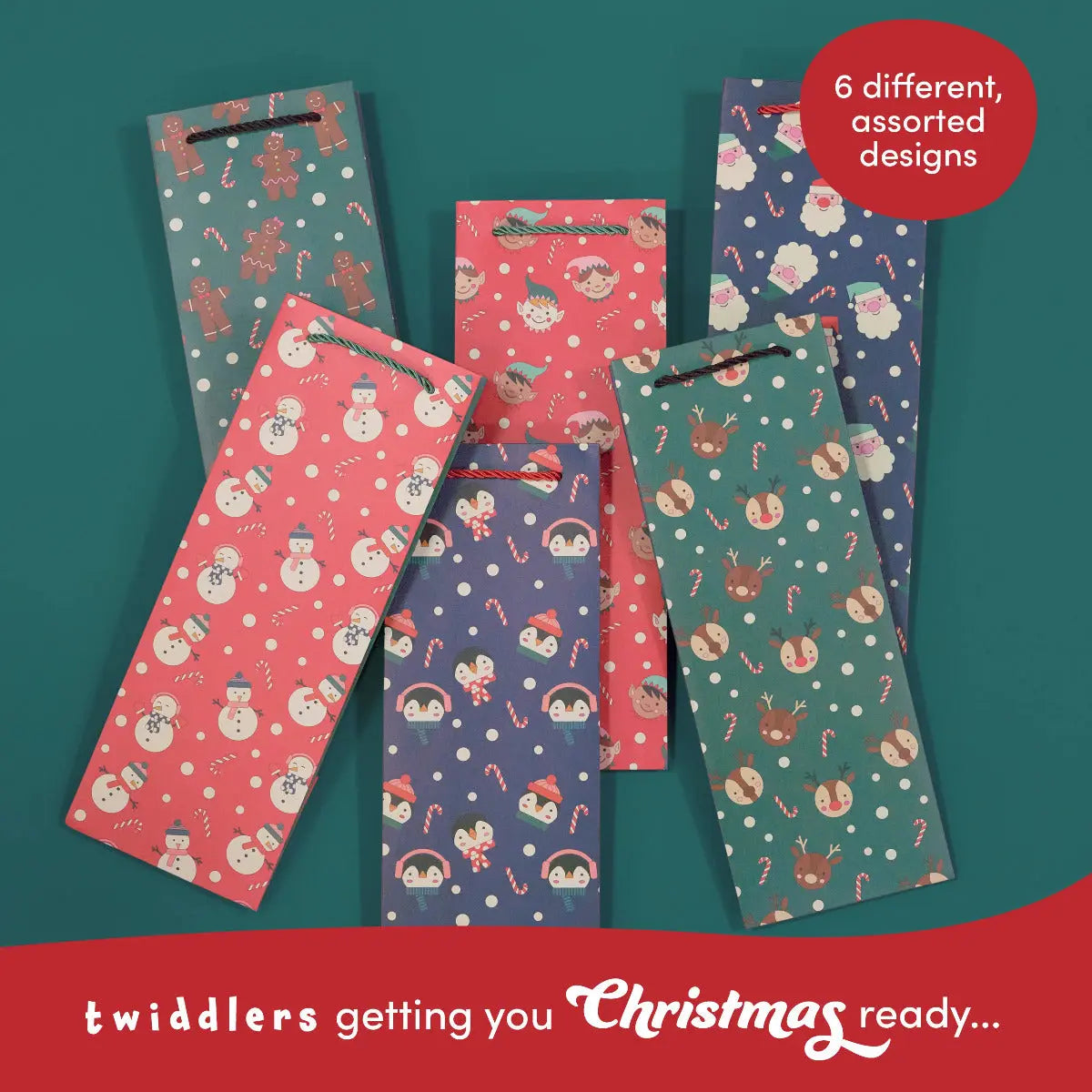 Geschenktasche für Weinflasche Traditional Weihnachten 12 Stück von Twiddlers
