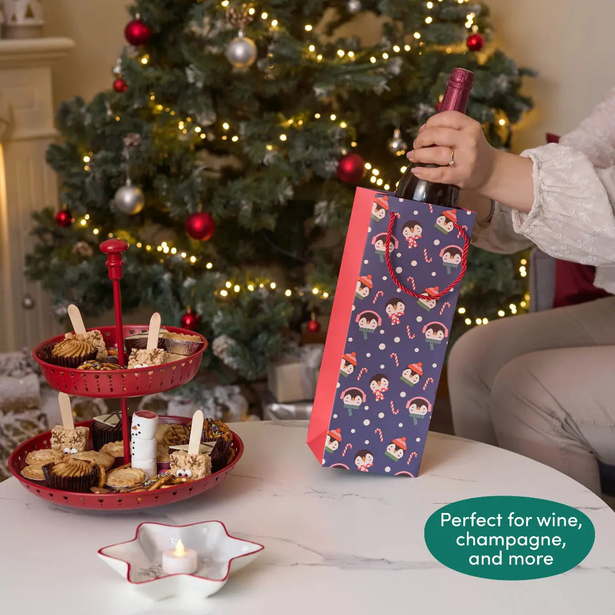 Geschenktasche für Weinflasche Traditional Weihnachten 12 Stück von Twiddlers