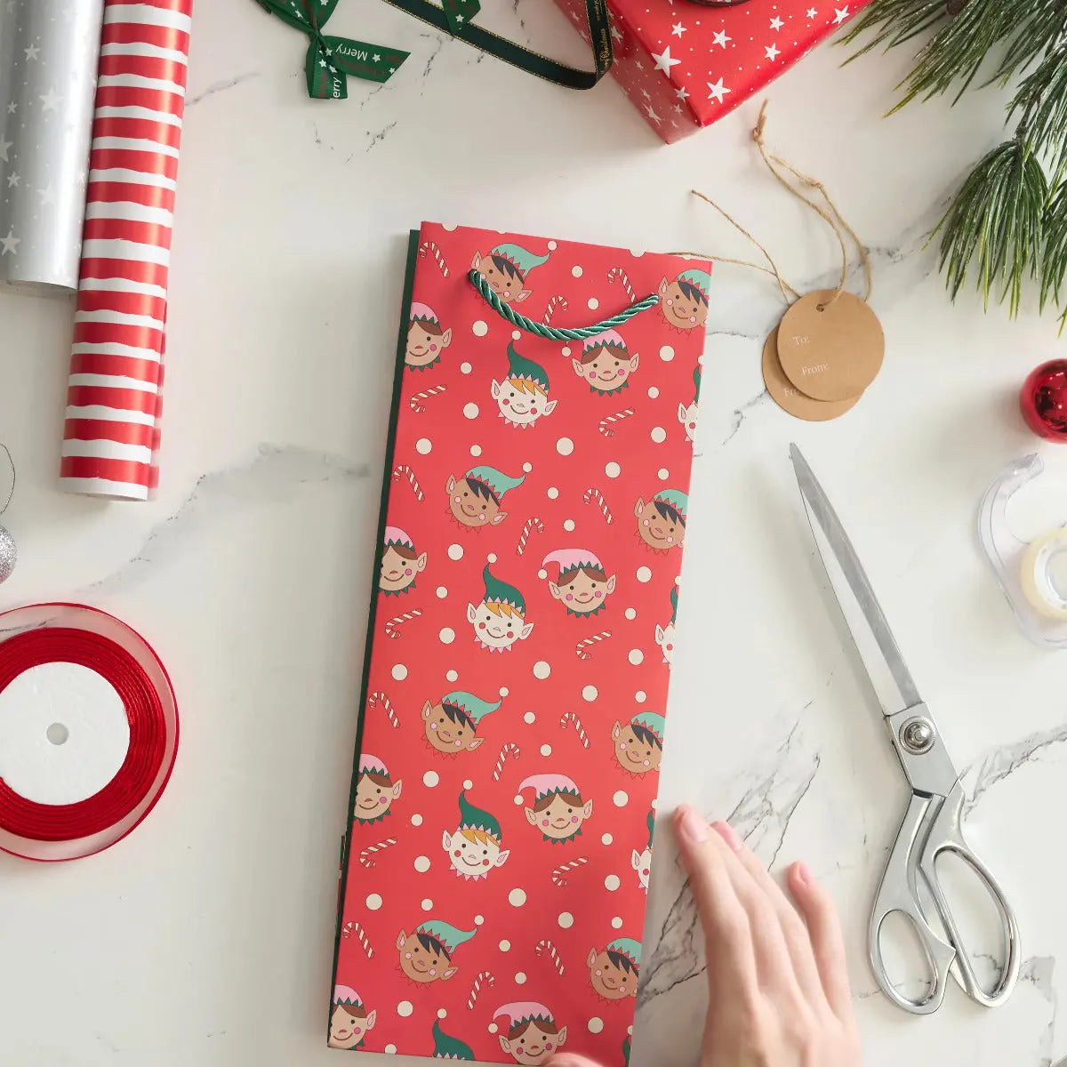 Geschenktasche für Weinflasche Traditional Weihnachten 12 Stück von Twiddlers