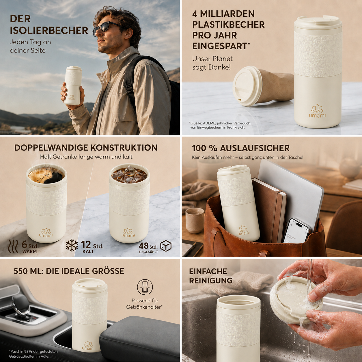 Thermobecher Creme 550 ml von guteszeug.ch