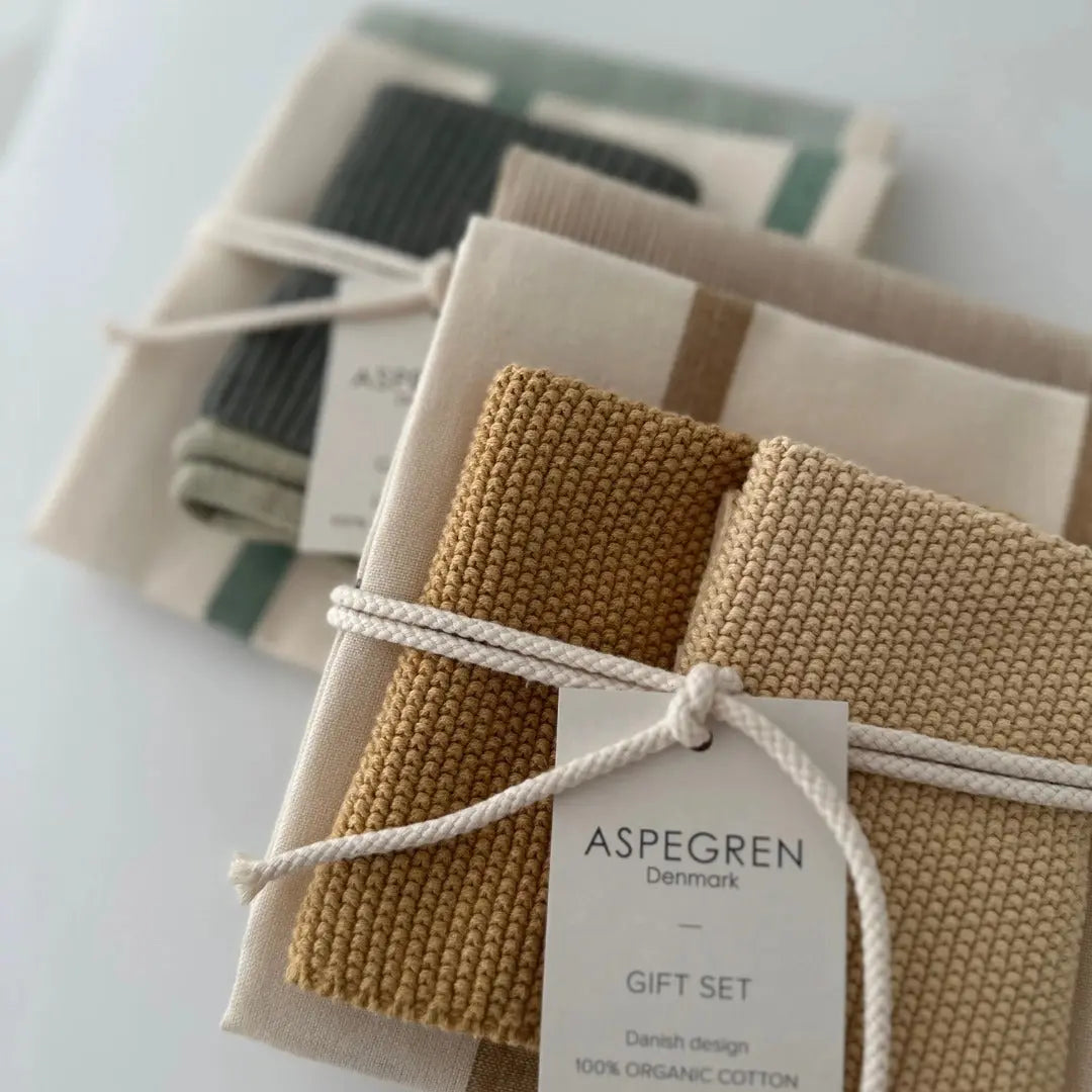 Geschirrtücher Geschenkset Bio-Baumwolle 4er-Set Sonnenblumensamen von Aspegren Denmark
