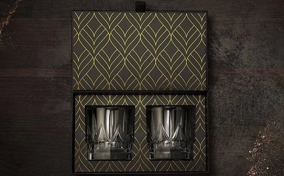 Eco Crystal Imperial Whiskeygläser Geschenkset 2er von ROCKS Whiskey Chilling Stones