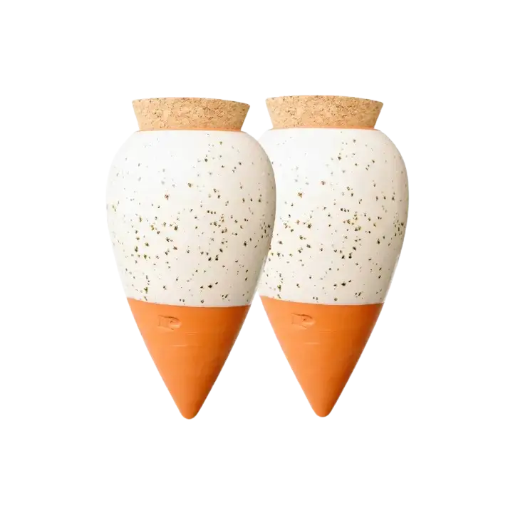 Bewässerungskegel Olla Weiss Gesprenkelt (2er Set) von guteszeug.ch