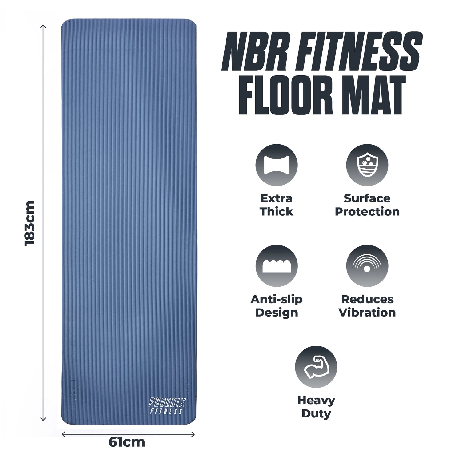Fitnessmatte aus NBR-Schaum Marineblau von Phoenix Fitness