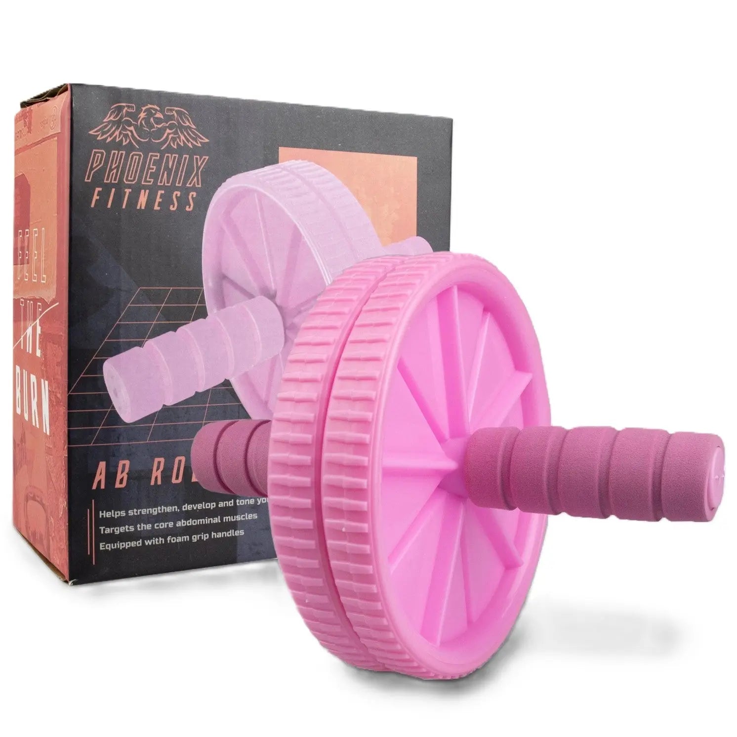 Abdominal Roller Mit Verstellbarem Doppelrad Pink von Phoenix Fitness