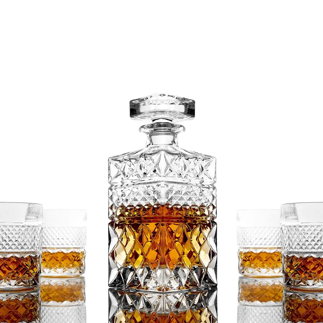 Edler Whiskey Dekanter mit Gläser und Kühlsteinen Geschenkset von ROCKS Whiskey Chilling Stones