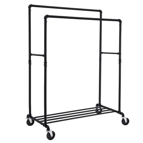 Kleiderständer Industrie-Design mit Ablage Schwarz Doppelstange von Songmics