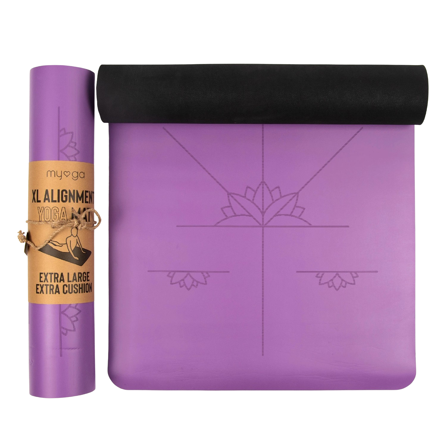 Ausrichtungs Yogamatte Extra Gross Violett von Myga