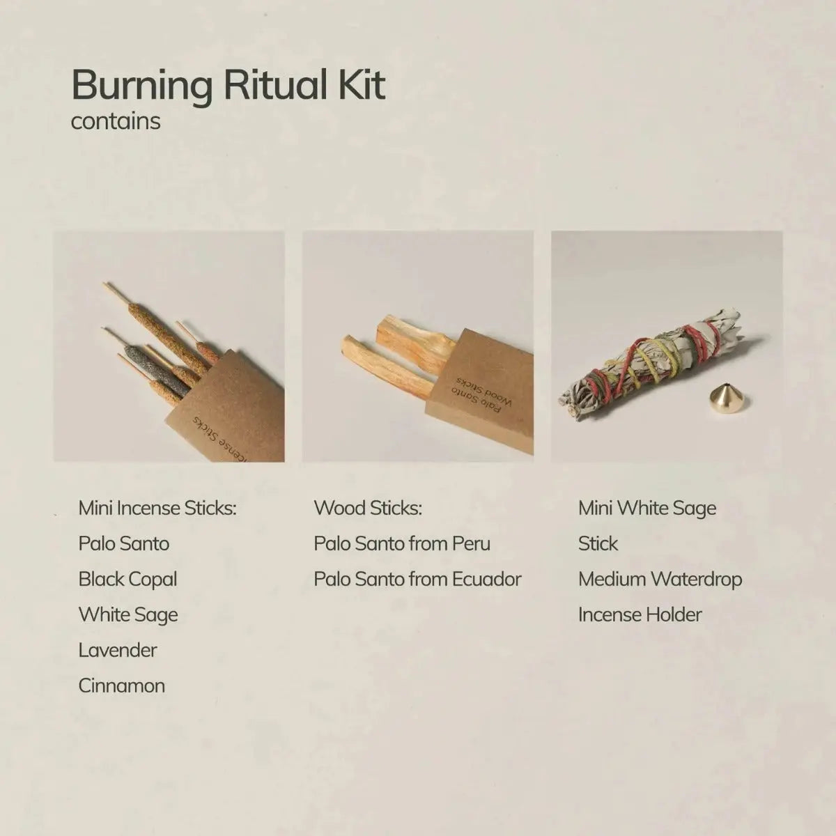 Heiliges Brennritual Räucherset Weihrauch, Palo Santo & Salbei von guteszeug.ch