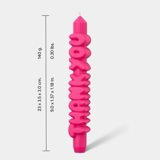 Kerze Taper candle THANK YOU Pink von Taper Candles