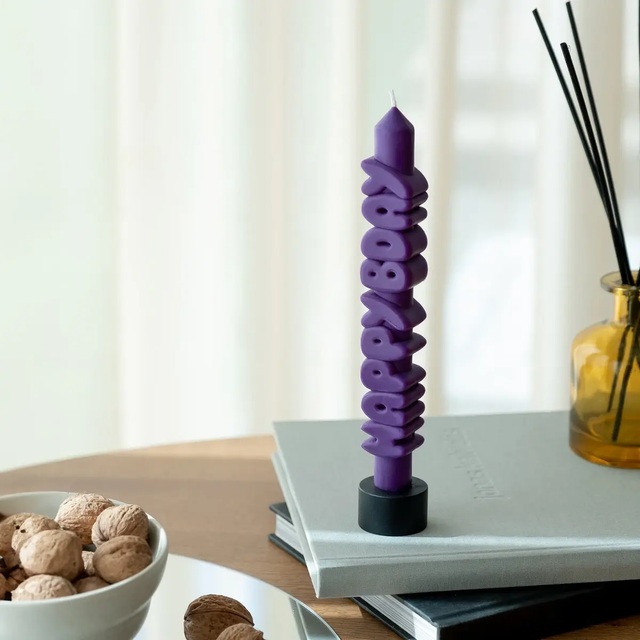 Kerze Taper candle HAPPY BDAY Indigo von Taper Candles